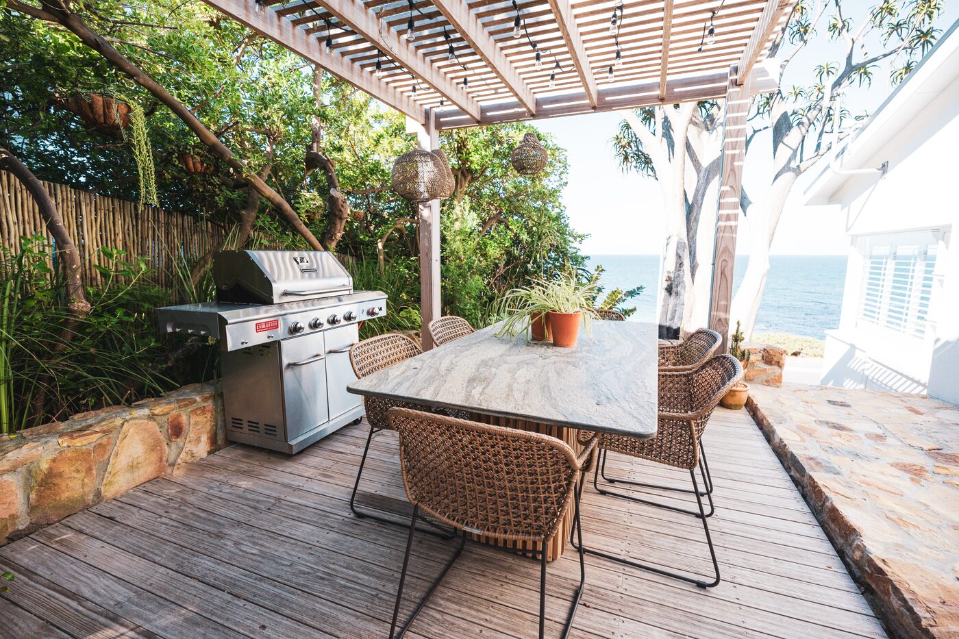 Dining under the pergola