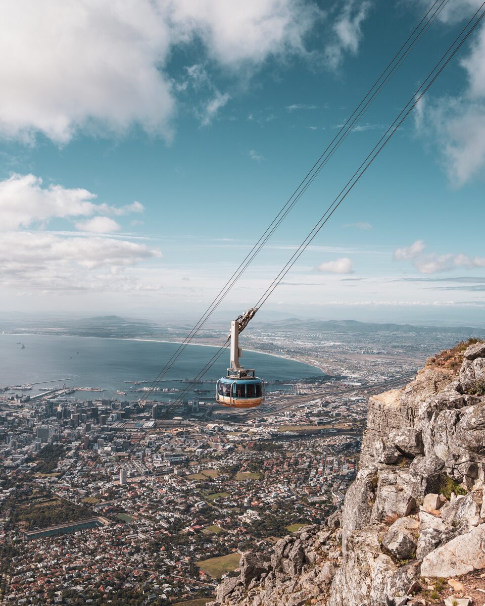 Table Mountain cableway above Cape Town