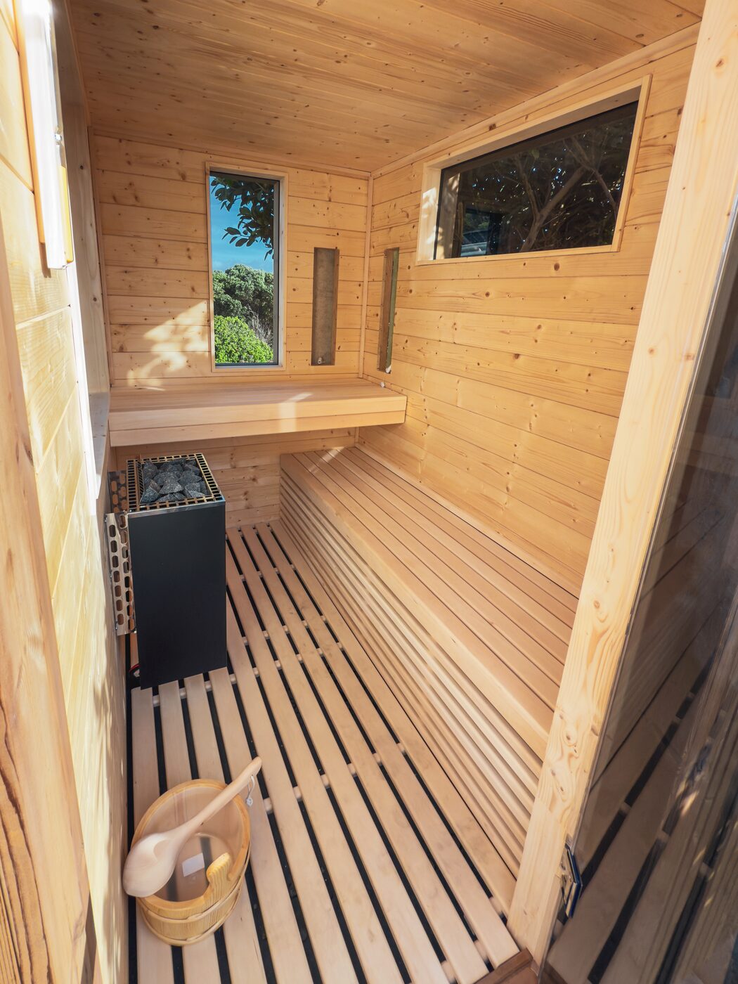 Inside the sauna
